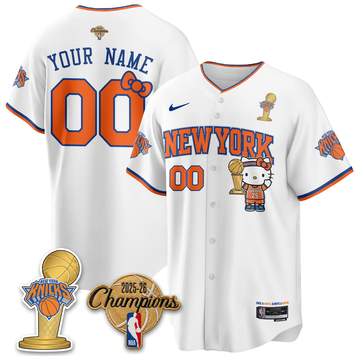 NYK 2026 NBA Champions x Meow Kitty Vapor Custom Jersey - Stitched