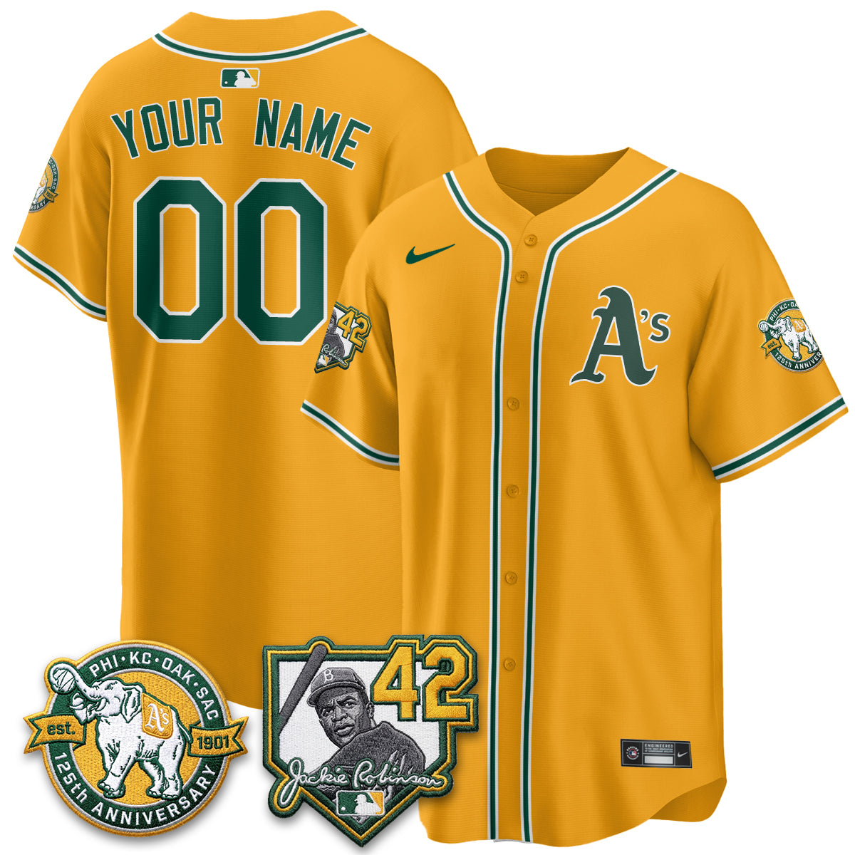 OAK 2026 Jackie Robinson Day - Celebrating 125 Years Limited Custom Vapor Jersey - Stitched