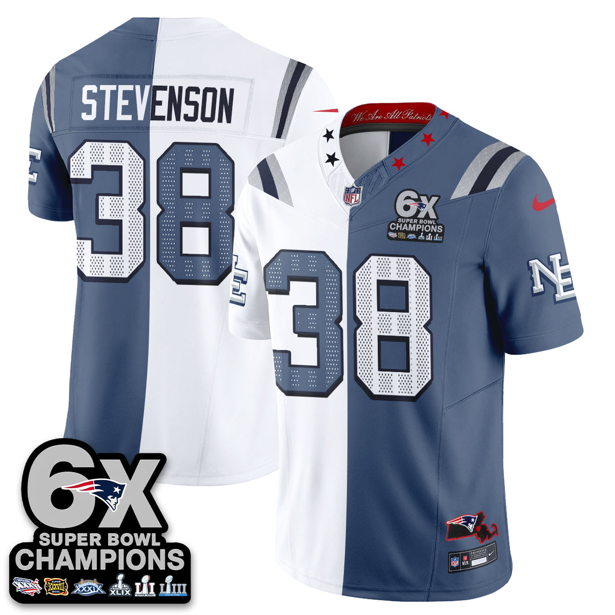 New England Patriots Rivalries Split Edition Vapor Jersey - Stitched
