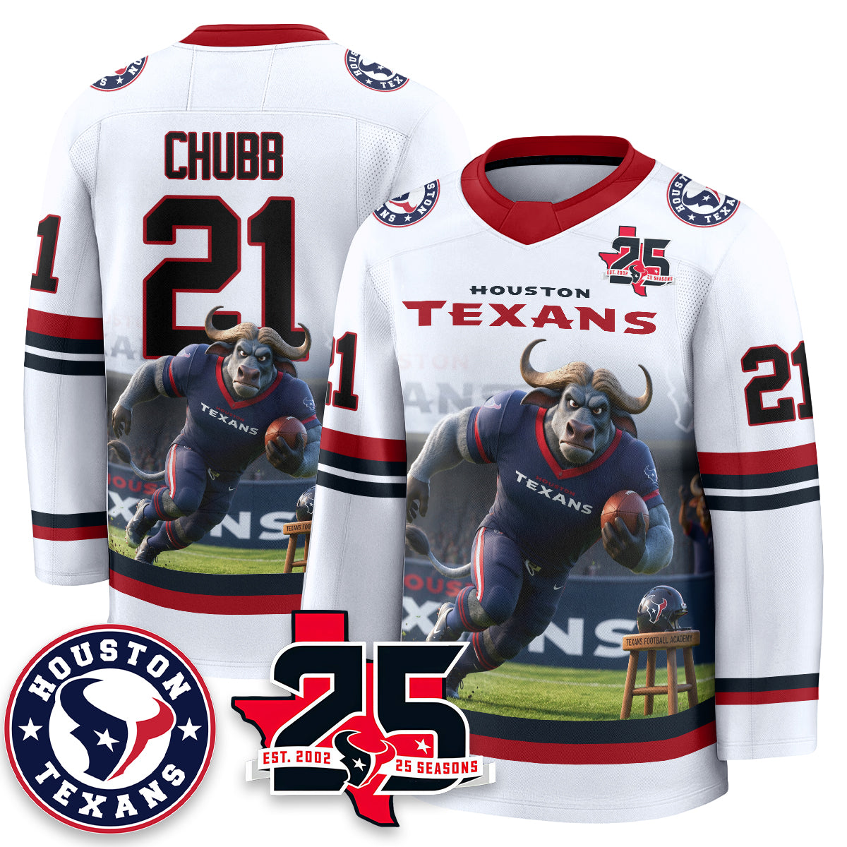 HOU x Bull Chief Edition Hockey Jersey - Printed