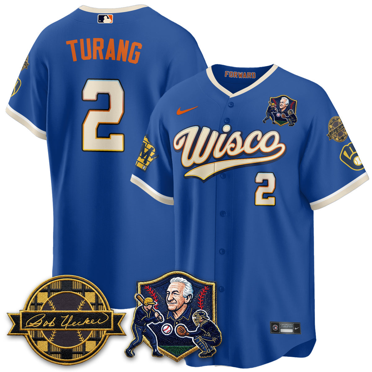 MIL Bob Uecker - 54 SSs for Brewers' Vapor Limited City Connect Jersey - Stitched