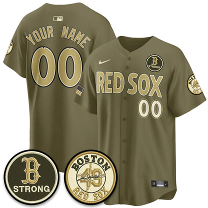 BOS New Era Olive 2026 Armed Forces Day Custom Jersey - Stitched