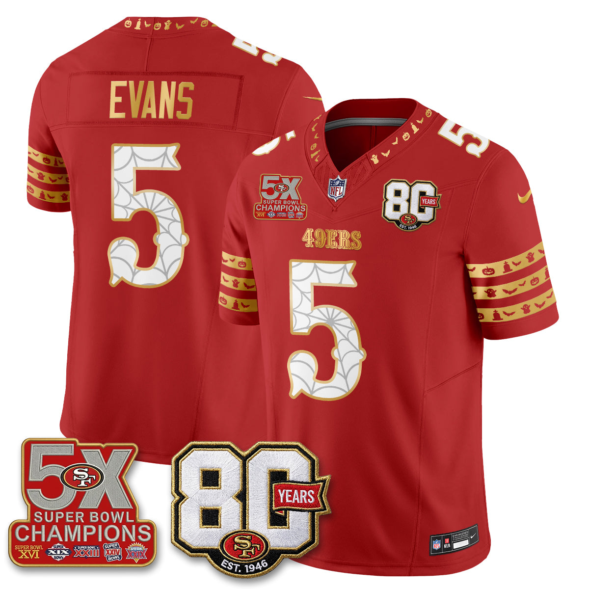 San Francisco 49ers Spooky Edition Vapor Jersey - Stitched