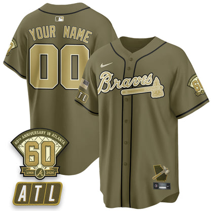 ATL New Era Olive 2026 Armed Forces Day Vapor Limited Custom Jersey - Stitched
