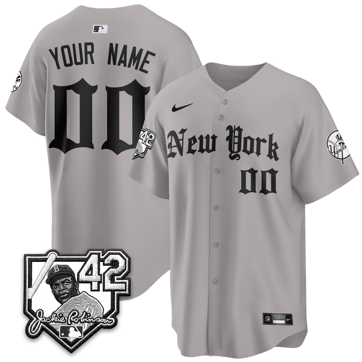 NYY 2026 Jackie Robinson Day Gothic Vapor Custom Limited Jersey - Stitched