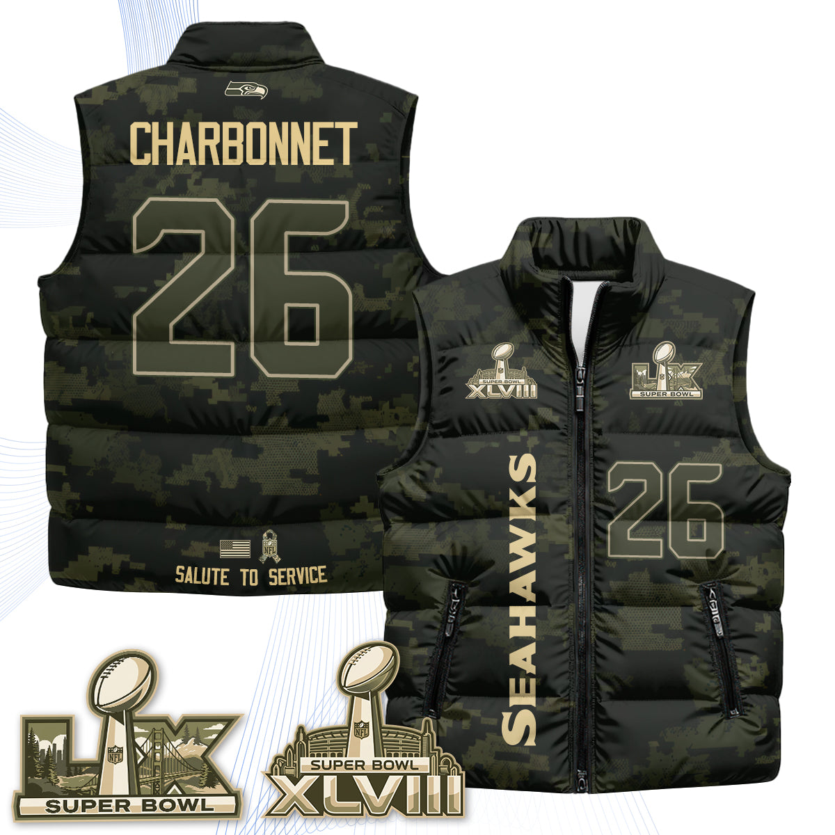 SEA 2026 Salute to Service Puffer Vest - Printed