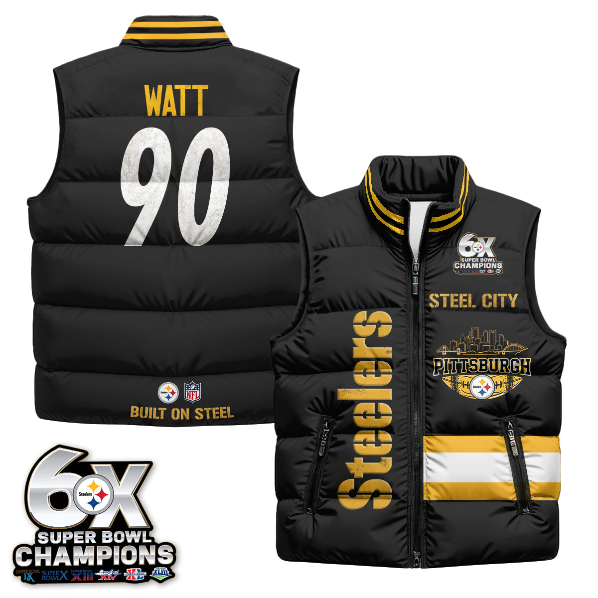 PIT "Steel City" Puffer Vest - Printed