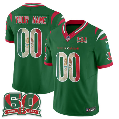 Cincinnati Bengals Mexico Edition Vapor Custom Jersey - Stitched