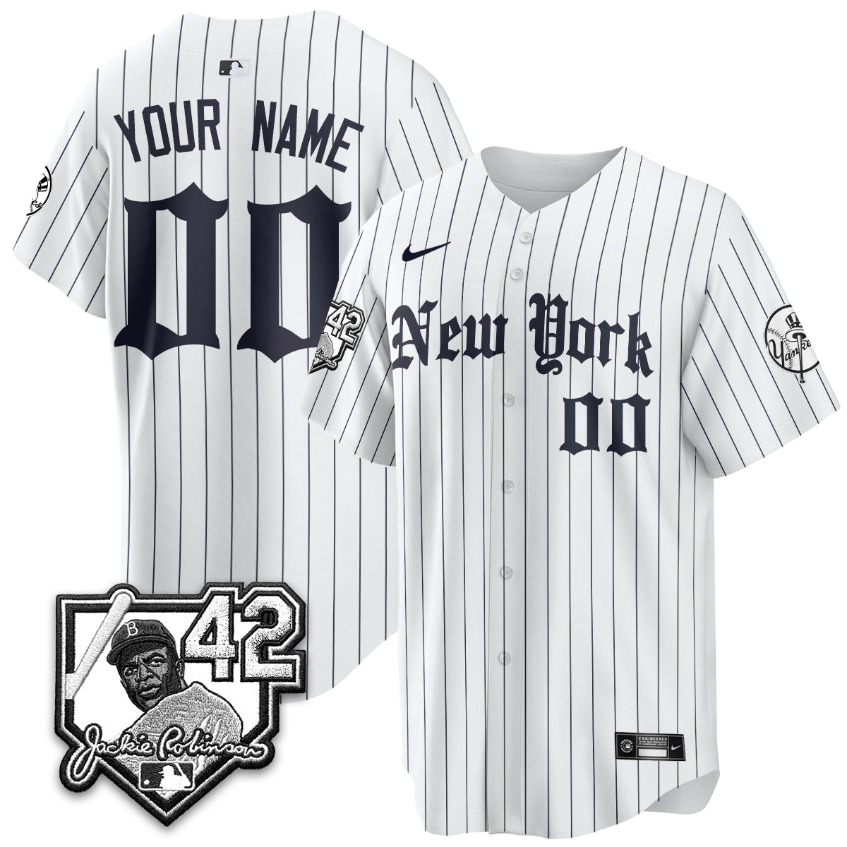 NYY 2026 Jackie Robinson Day Gothic Vapor Custom Limited Jersey - Stitched