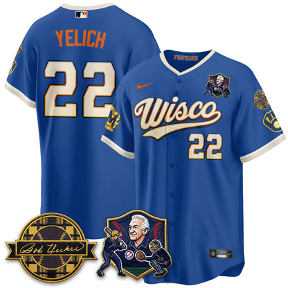MIL Bob Uecker - 54 SSs for Brewers' Vapor Limited City Connect Jersey - Stitched