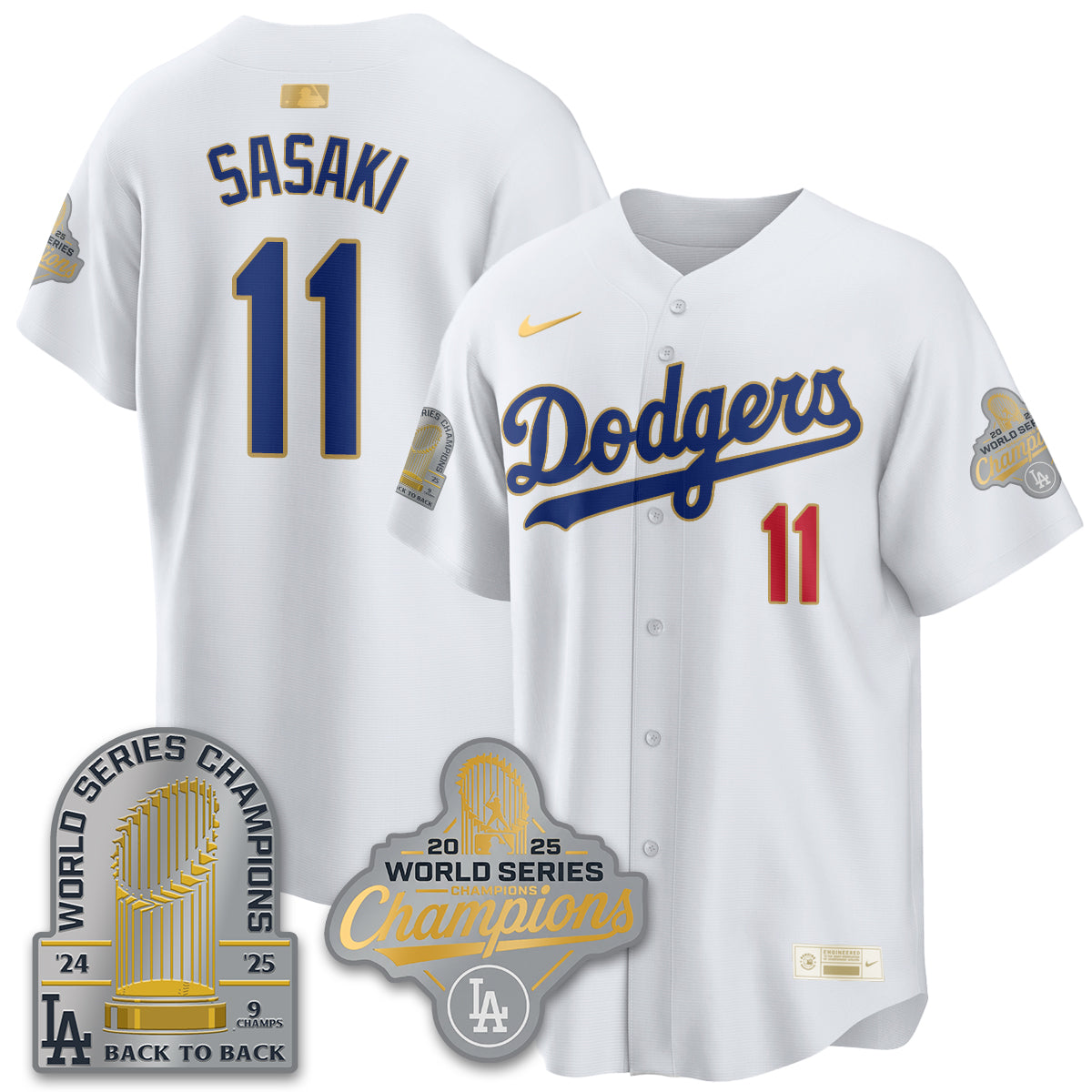 LAD Gold Collection Stadium Vapor Limited Jersey - 9x Champs - Stitched