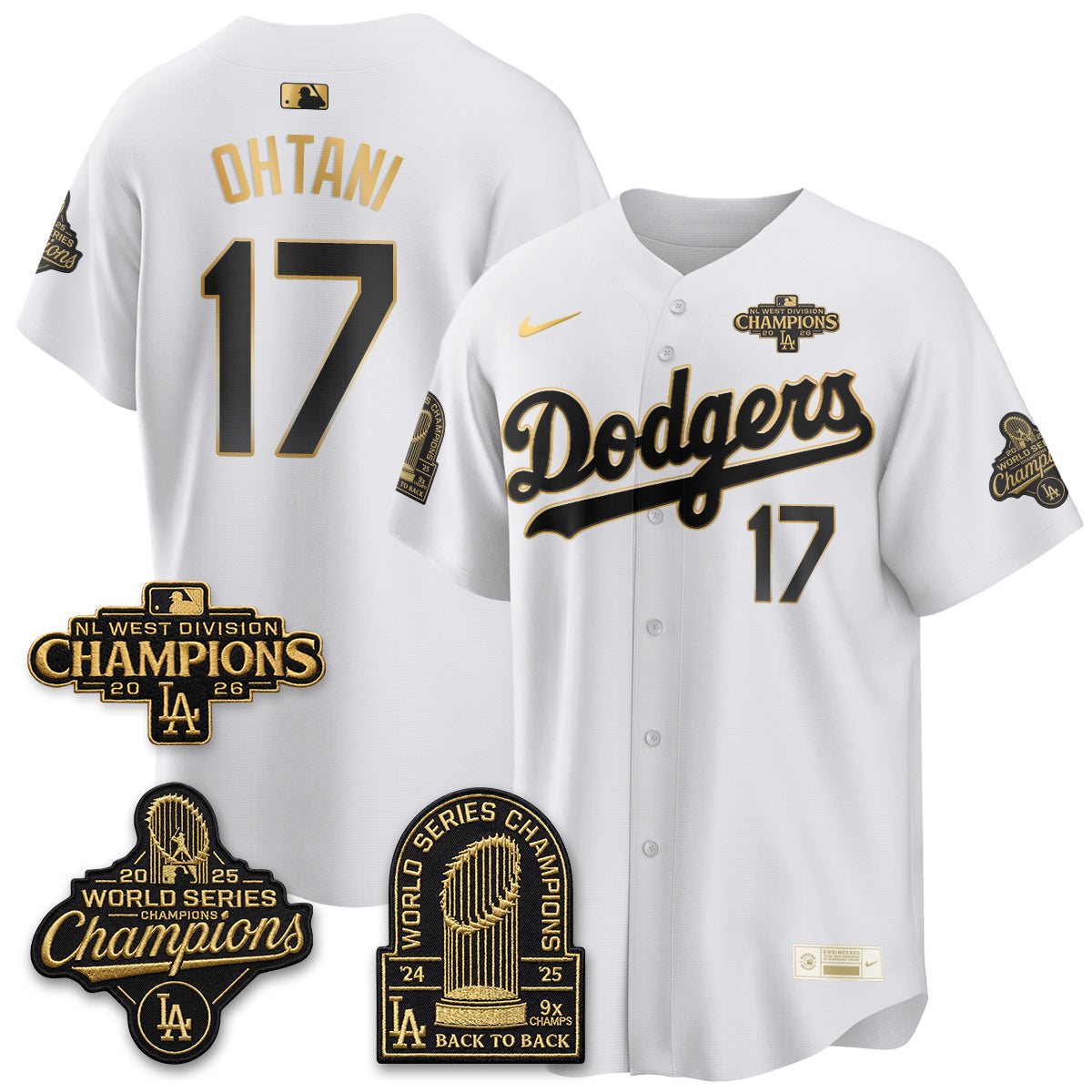 LAD 2026 NL West Champs Gold Vapor Jersey- Stitched