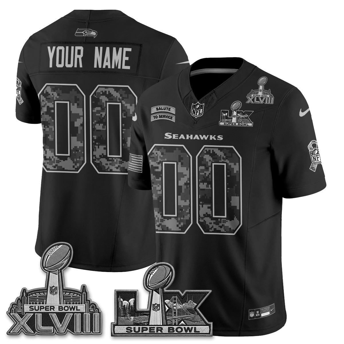SEA 2026 Salute to Service V2 Vapor Custom Jersey - Stitched