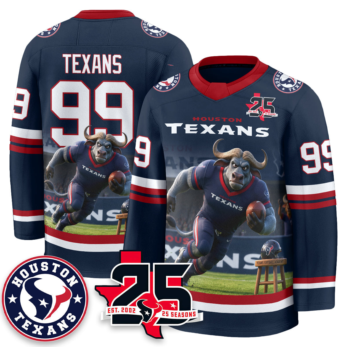 HOU x Bull Chief Edition Hockey Jersey - Printed