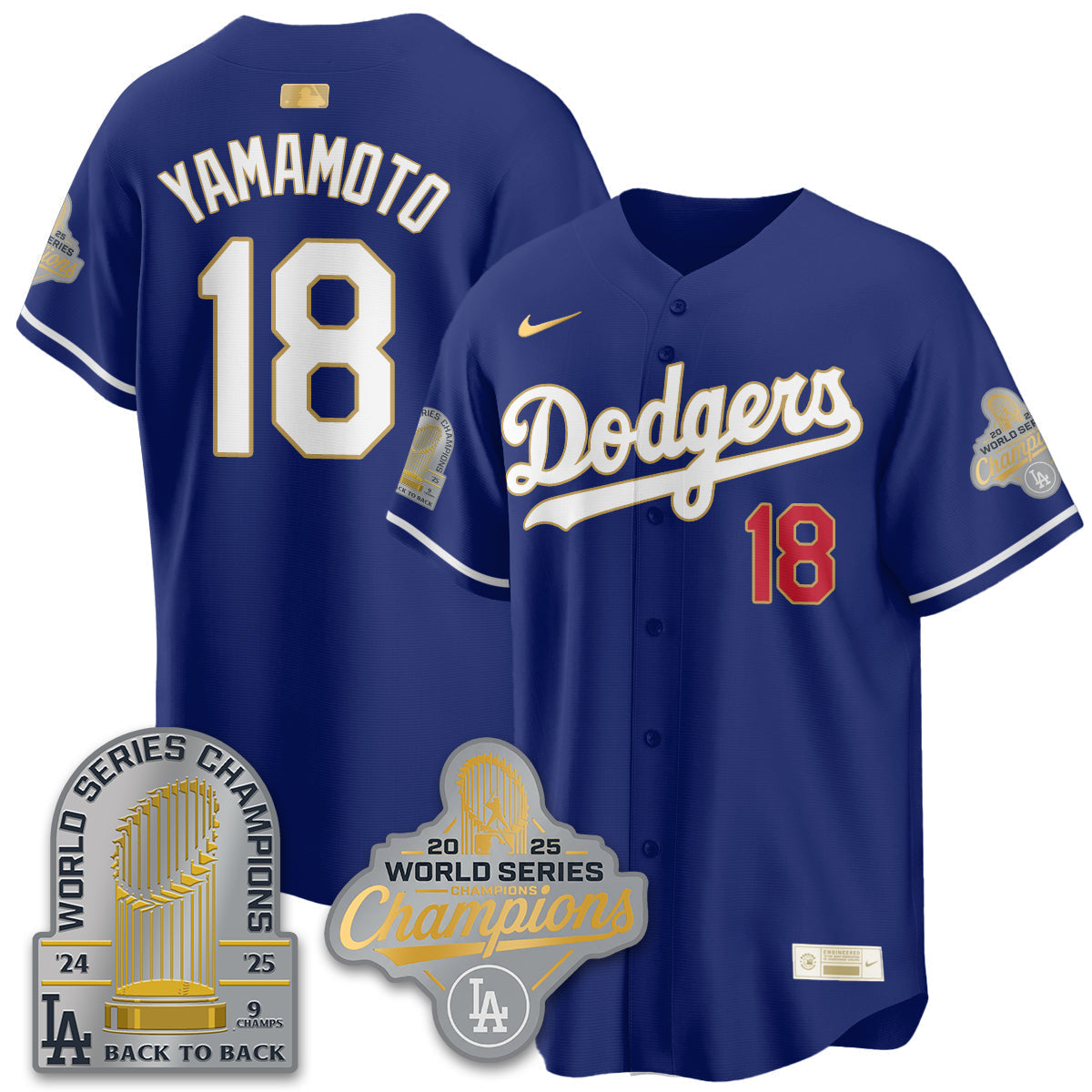 LAD Gold Collection Stadium Vapor Limited Jersey - 9x Champs - Stitched