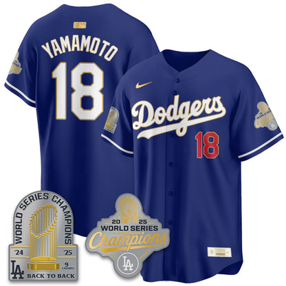 LAD Gold Collection Stadium Vapor Limited Jersey - 9x Champs - Stitched