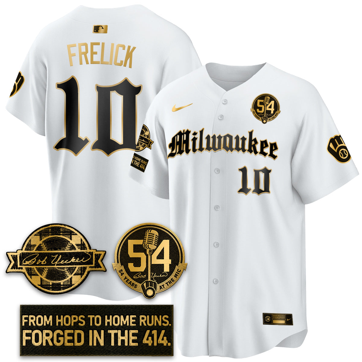 MIL Bob Uecker Patch Vapor Premier Limited Jersey - Gothic Edition - Stitched