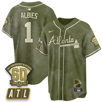 ATL New Era Olive 2026 Armed Forces Day Vapor Limited Jersey - Stitched