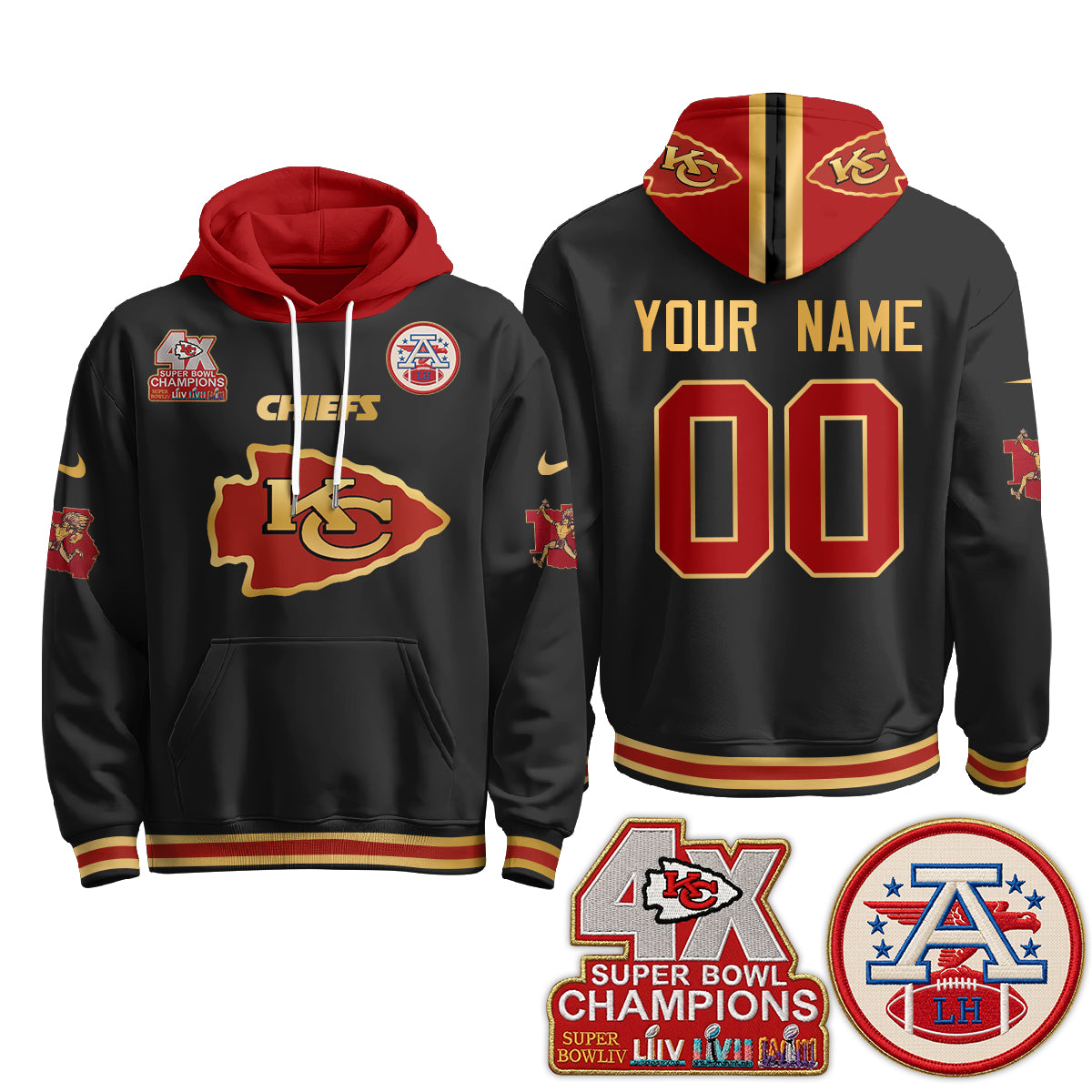 KC 4X Champs Gold Edition Custom Hoodie - Stitched