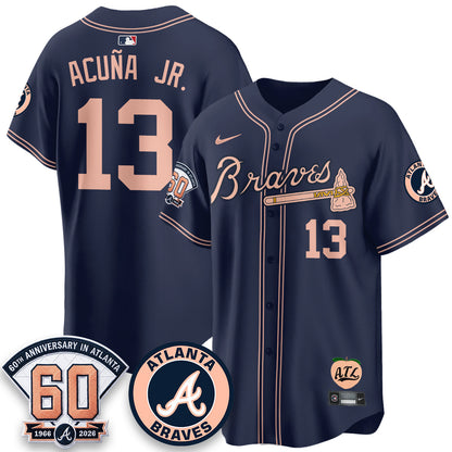 ATL 60th Anniversary Peach Edition Vapor Premier Limited Jersey - Stitched