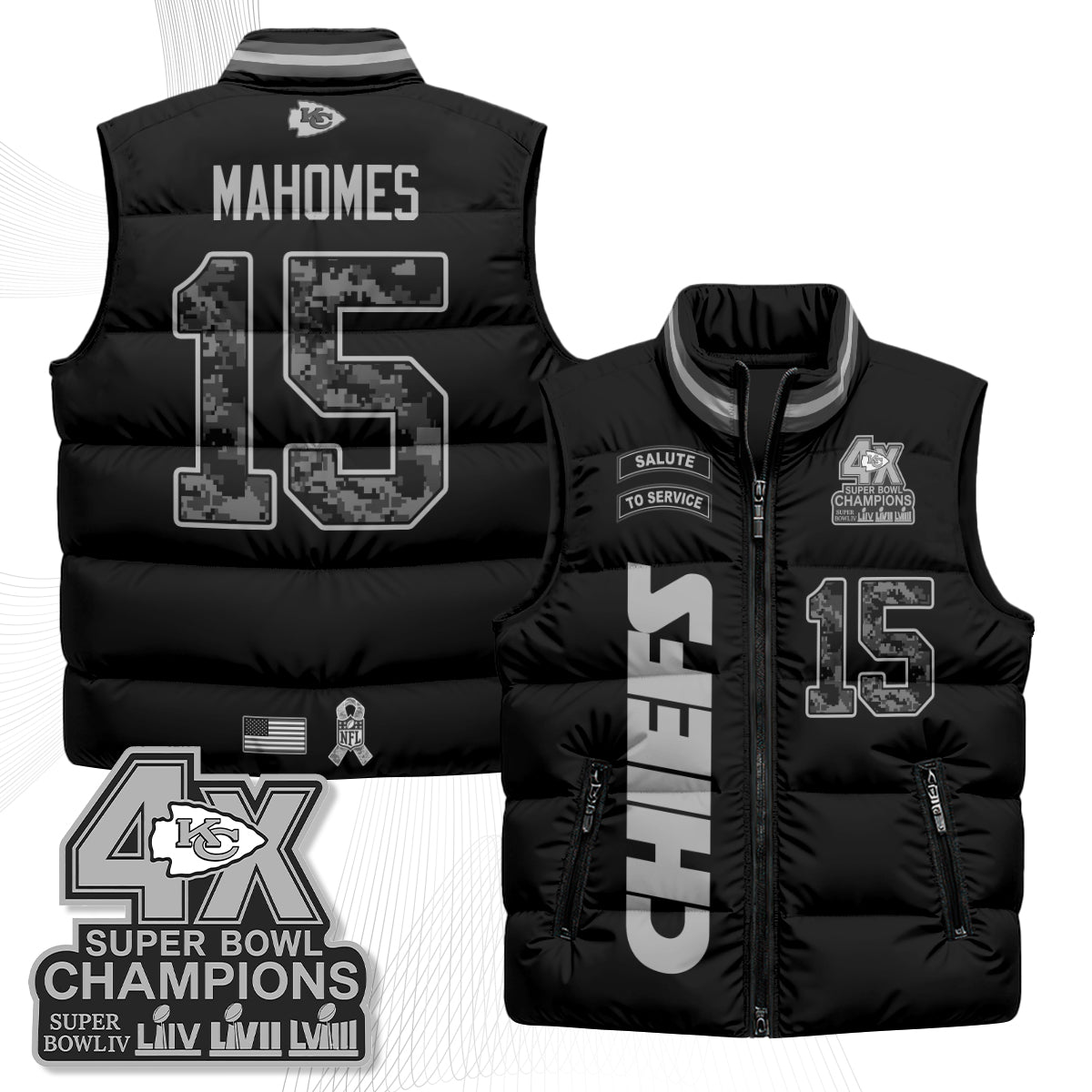KC 2026 Salute to Service Puffer Vest - Printed