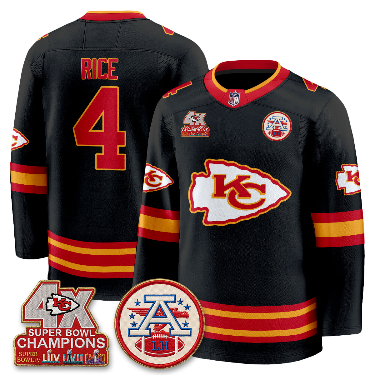 KC 4X Champs Edition Hockey Jersey - Stitched