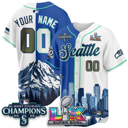 Seattle City Mariners x Seahawks Edition Vapor Custom Jersey - Printed