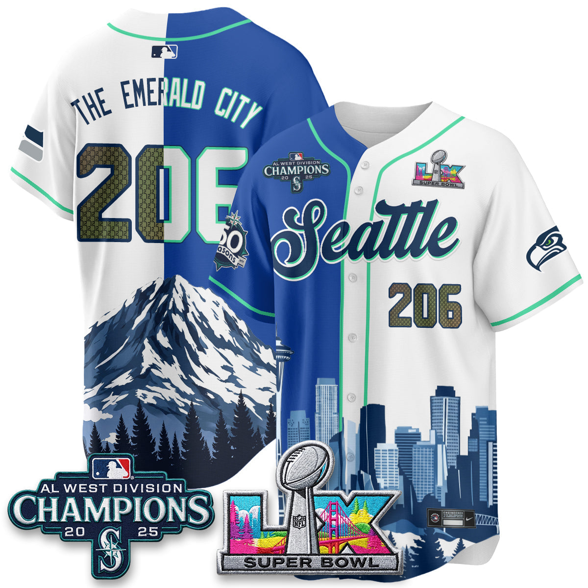 Seattle City Mariners x Seahawks Edition Vapor Jersey - Printed