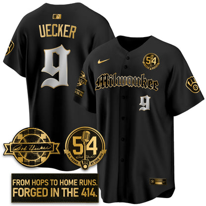MIL Bob Uecker Patch Vapor Premier Limited Jersey - Gothic Edition - Stitched