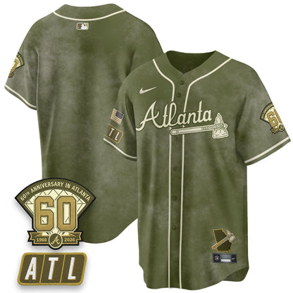 ATL New Era Olive 2026 Armed Forces Day Vapor Limited Jersey - Stitched