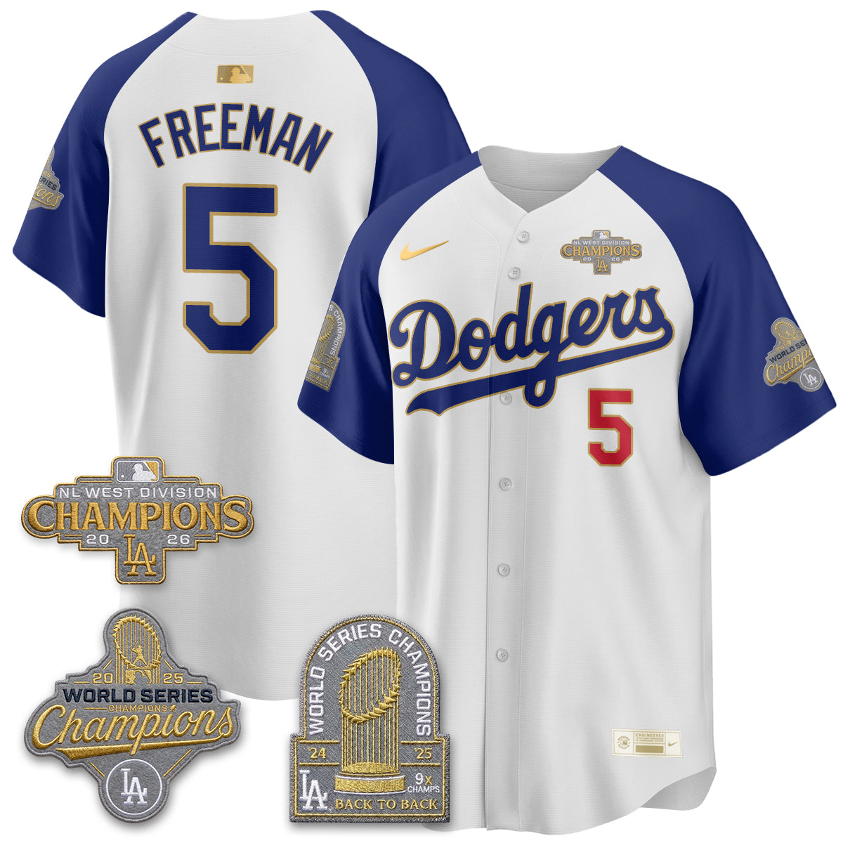 LAD 2026 NL West Champs Gold Vapor Jersey- Stitched