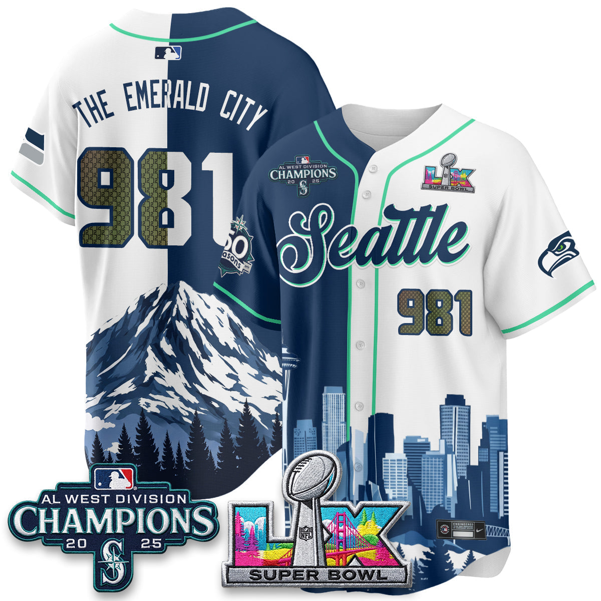Seattle City Mariners x Seahawks Edition Vapor Jersey - Printed