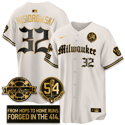 MIL Bob Uecker Patch Vapor Premier Limited Jersey - Gothic Edition - Stitched