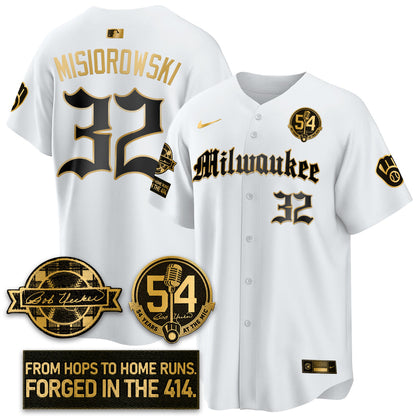 MIL Bob Uecker Patch Vapor Premier Limited Jersey - Gothic Edition - Stitched