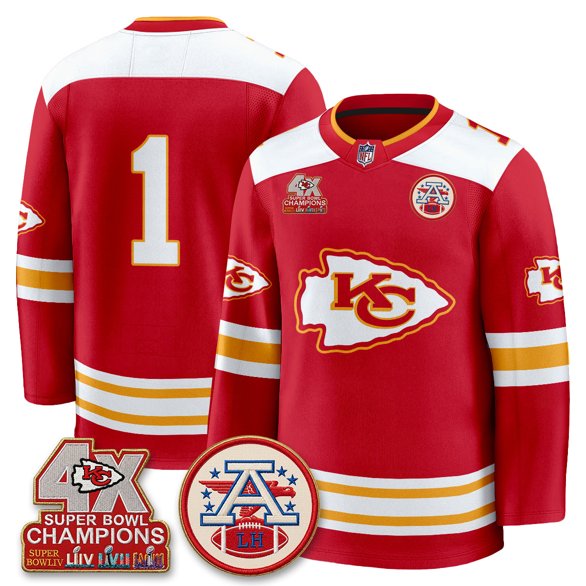 KC 4X Champs Edition Hockey Jersey - Stitched