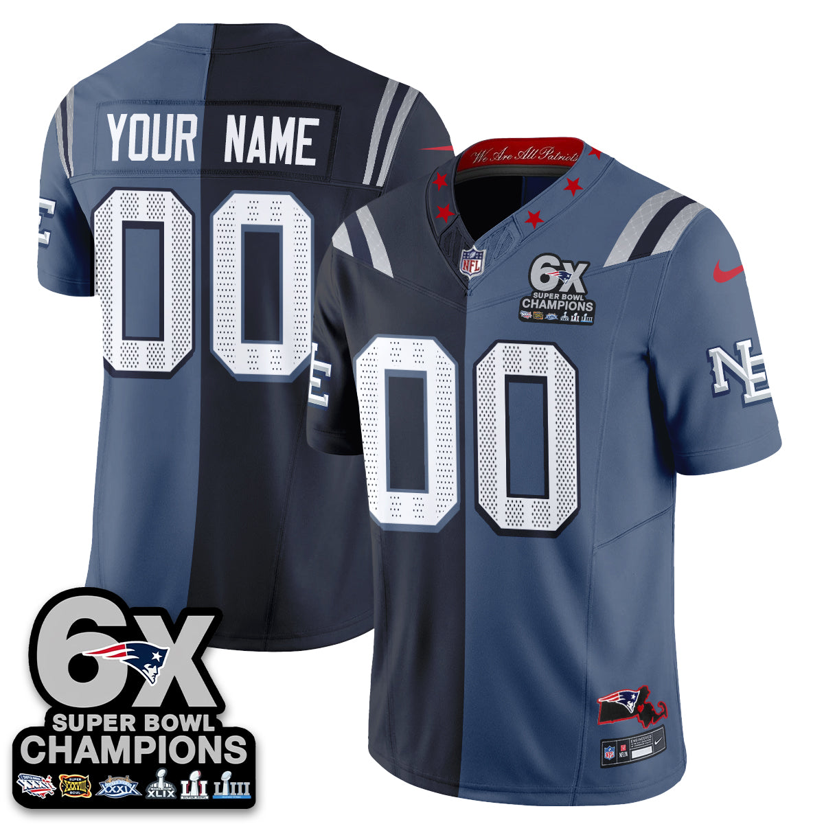 New England Patriots Rivalries Split Edition Vapor Custom Jersey - Stitched