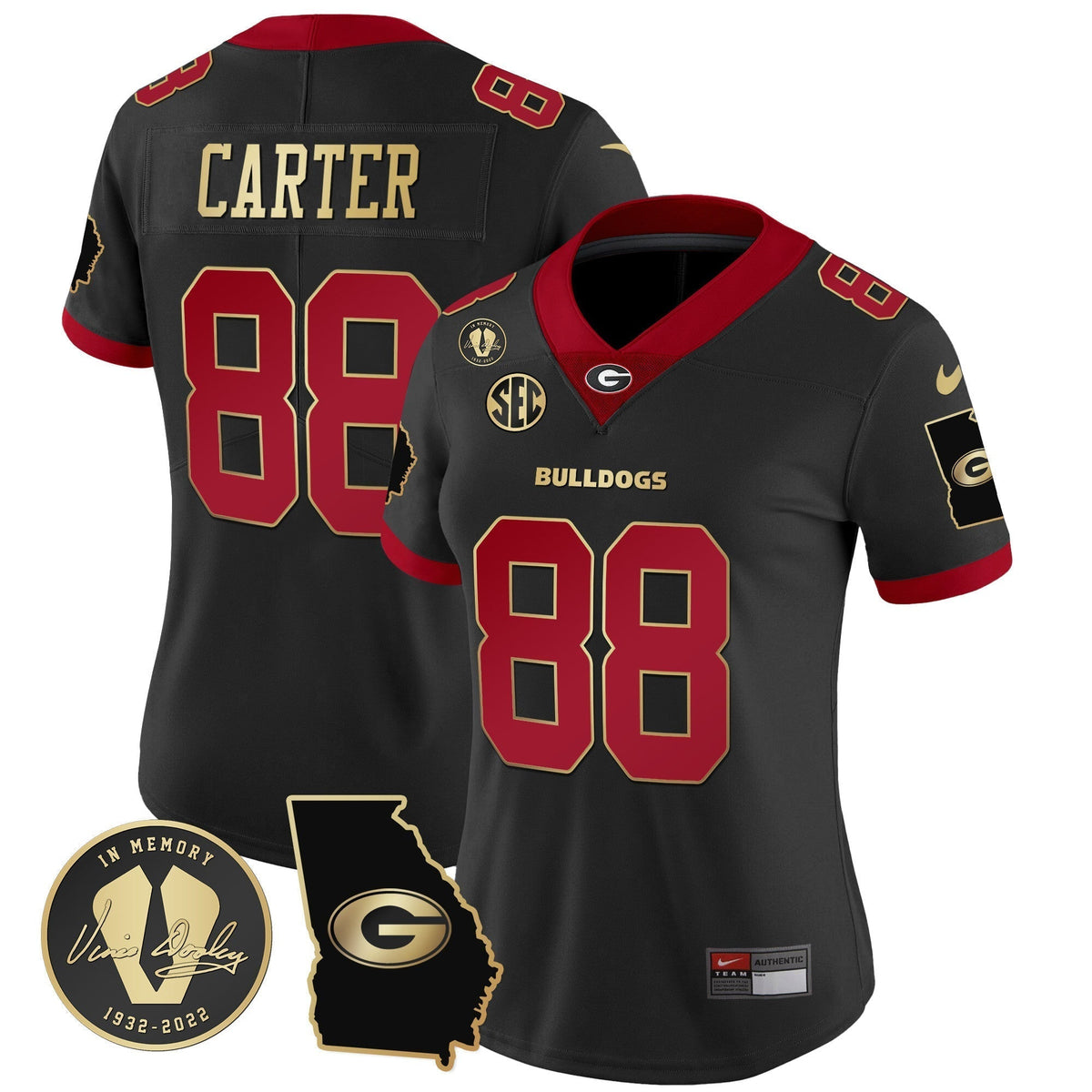 Women's Georgia Bulldogs 2023 Vapor Jersey V3 - Georgia Map - All Stitched