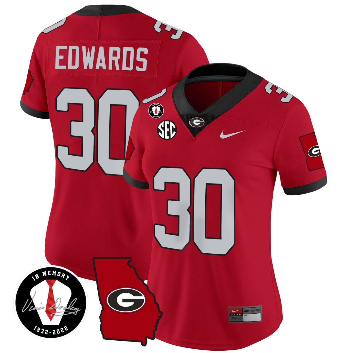 Women's Georgia Bulldogs 2023 Vapor Jersey V3 - Georgia Map - All Stitched