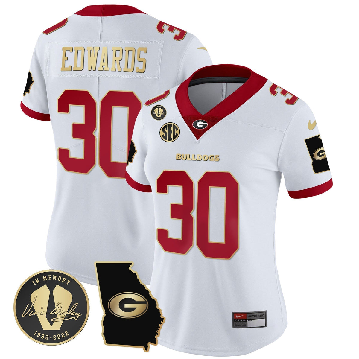 Women's Georgia Bulldogs 2023 Vapor Jersey V3 - Georgia Map - All Stitched
