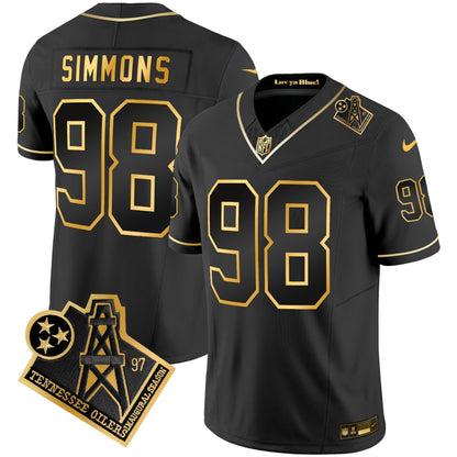 Men's Titans 1997 Throwback Gold Vapor Jersey - All Stitched