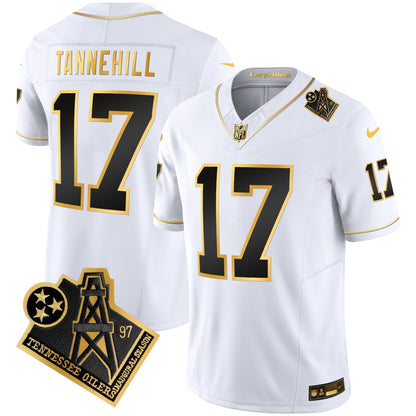 Men's Titans 1997 Throwback Gold Vapor Jersey - All Stitched