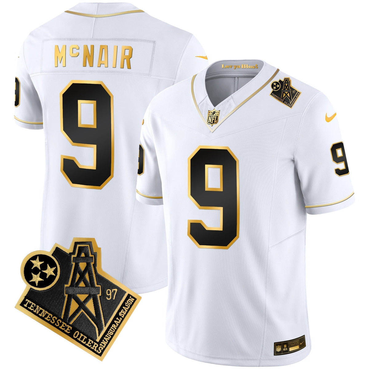 Men's Titans 1997 Throwback Gold Vapor Jersey - All Stitched