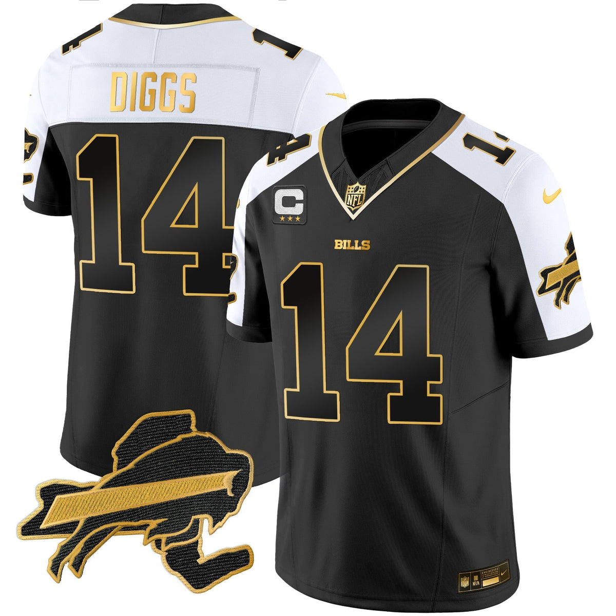 Men's Bills New York Patch Gold Vapor Limited Jersey - All Stitched