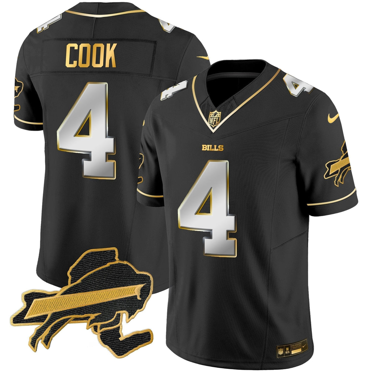 Men's Bills New York Patch Gold Vapor Limited Jersey - All Stitched