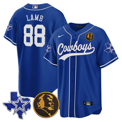 Men's Cowboys Texas & John Madden Patch Baseball Jersey - All Stitched