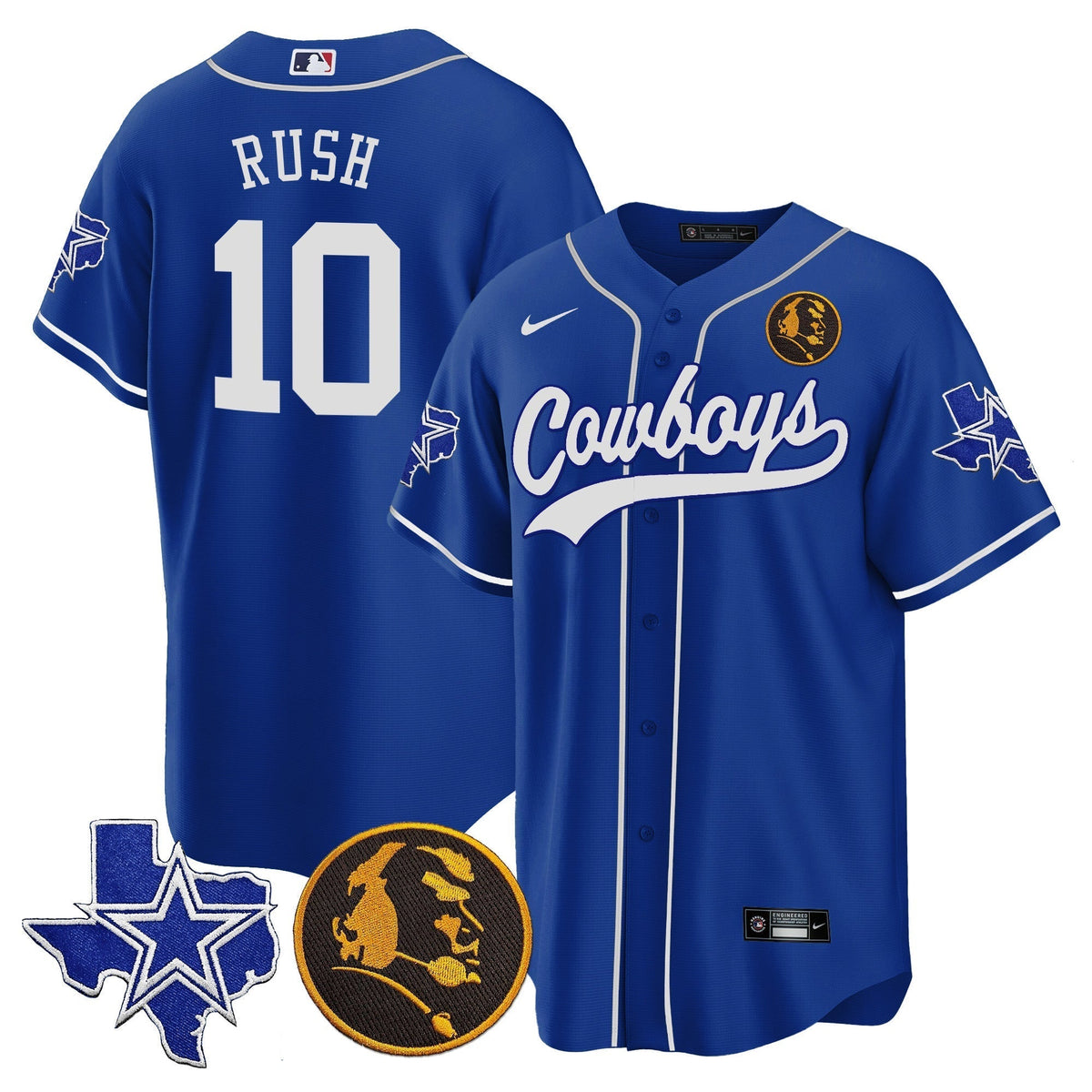 Men's Cowboys Texas & John Madden Patch Baseball Jersey - All Stitched