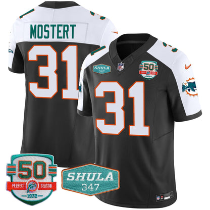 Men's Dolphins Throwback Shula 347 Patch Vapor Jersey - All Stitched