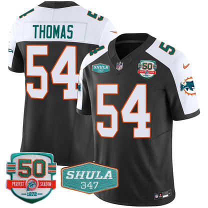 Men's Dolphins Throwback Shula 347 Patch Vapor Jersey - All Stitched