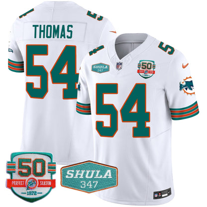 Men's Dolphins Throwback Shula 347 Patch Vapor Jersey - All Stitched