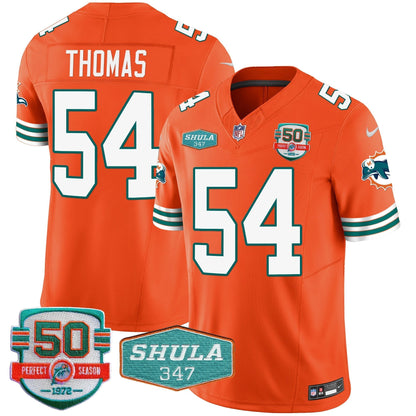 Men's Dolphins Throwback Shula 347 Patch Vapor Jersey - All Stitched